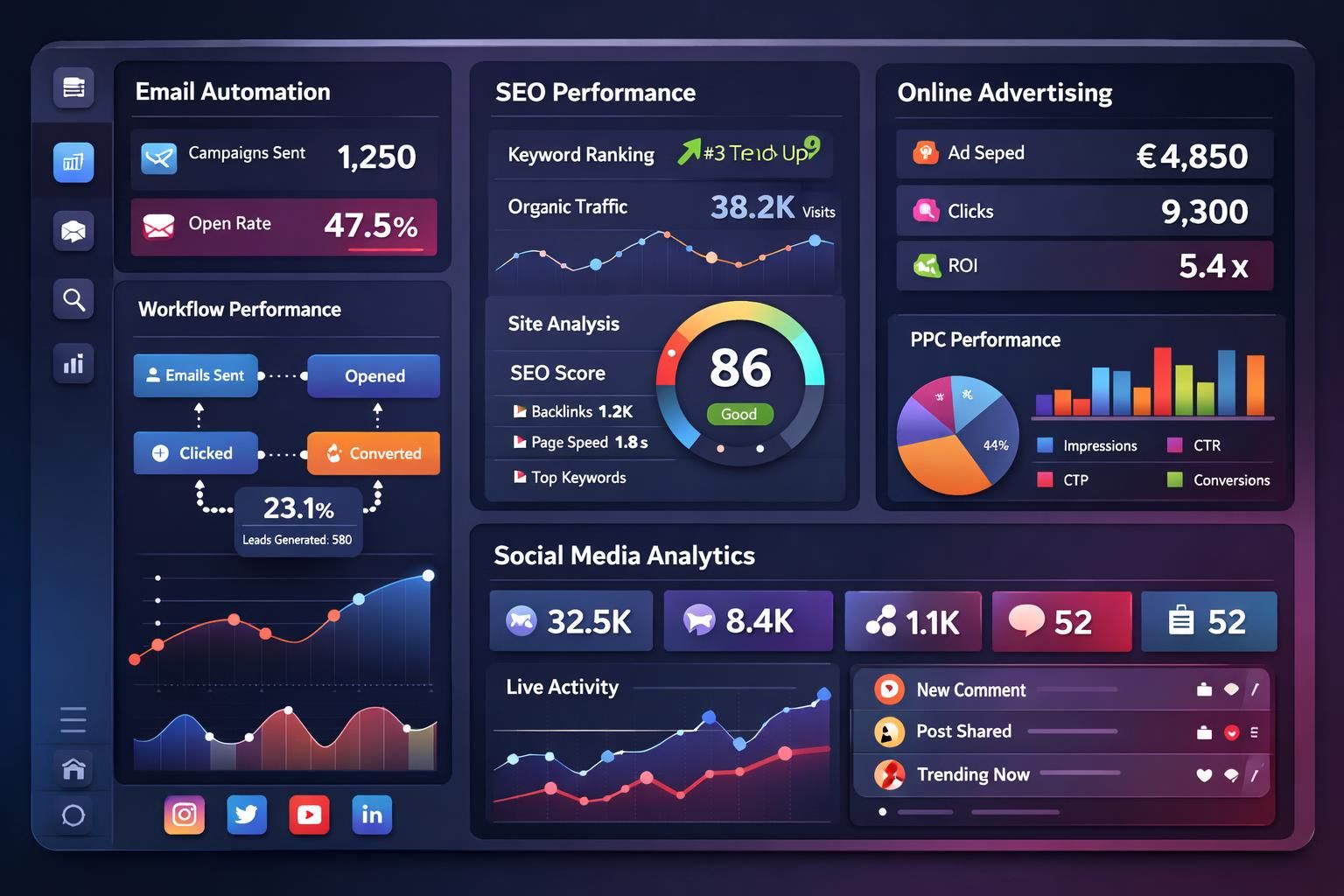 entdecken sie, wie e-mail, seo, ads und social media in einem automatisierten system nahtlos synchronisiert werden können, um ihre marketingstrategien effizienter und wirkungsvoller zu gestalten.